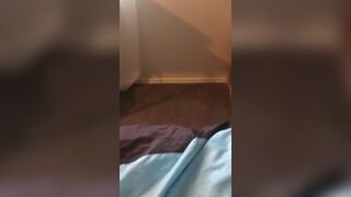 MILF desperate pee off her bed